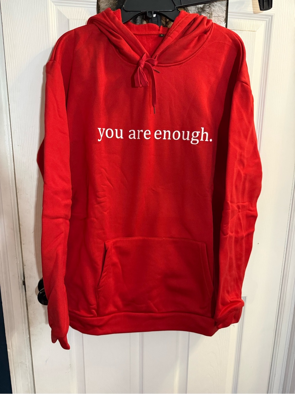 Red 'You Are Enough' Hooded Sweatshirt - Unbranded. Size XL